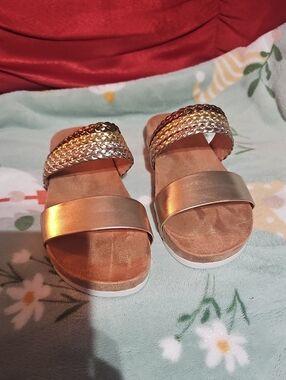 Cliffs by WHITE MOUNTAIN Brown Braided Strap Slide Sandals